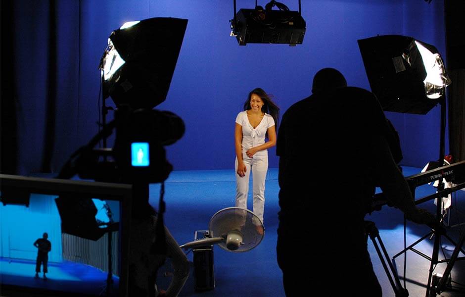 Bluescreen studio filmproduksjon